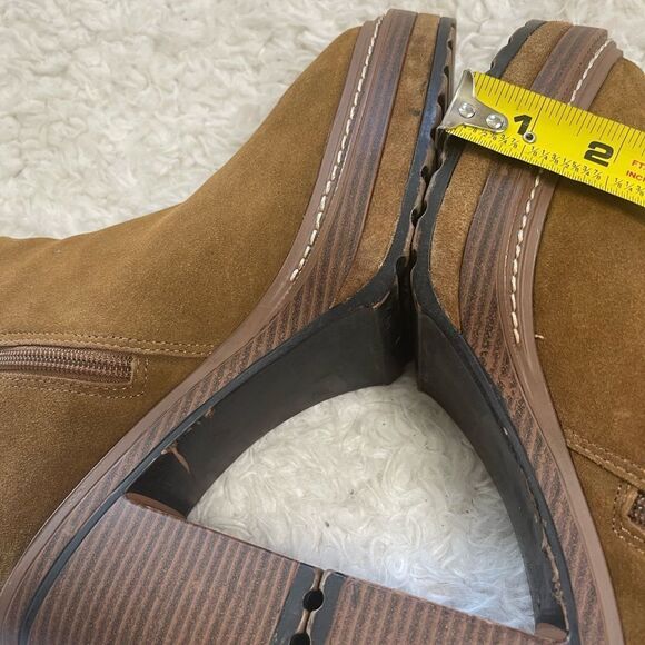 Steve Madden Shaniya leather Brown Suede platform block heels Ankle Boots SZ9M - Picture 9 of 15